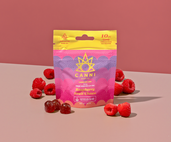 Canni Rec 10 MG Delta9 THC Fruit Chews -Hybrid / Raspberry